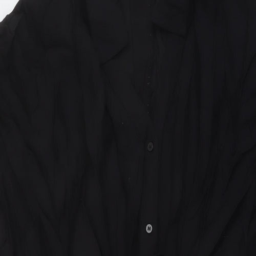 H&M Womens Black Viscose A-Line Size M Collared Button