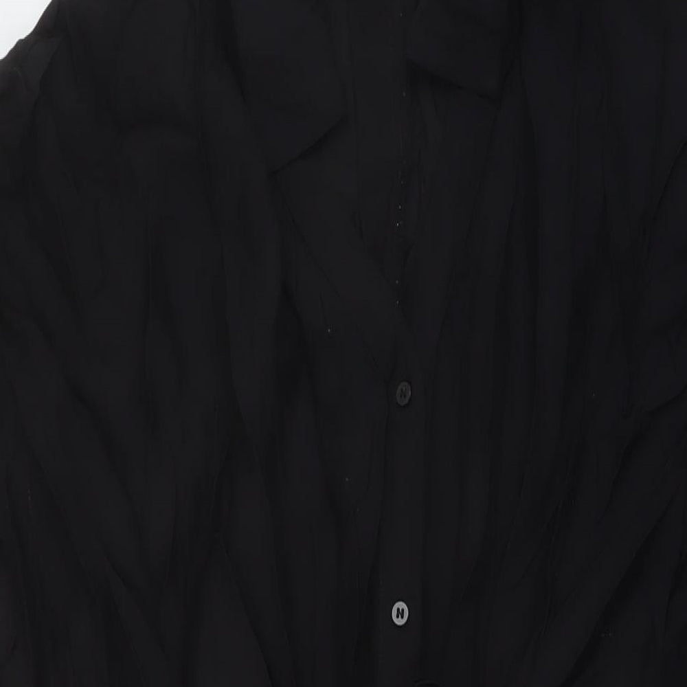 H&M Womens Black Viscose A-Line Size M Collared Button