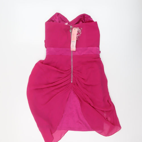Lipsy Womens Pink Polyester Mini Size 8 Sweetheart Zip