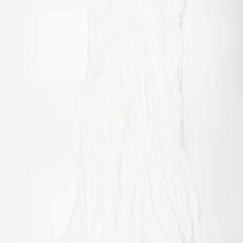 Zara Womens White Viscose A-Line Size M Off the Shoulder Zip