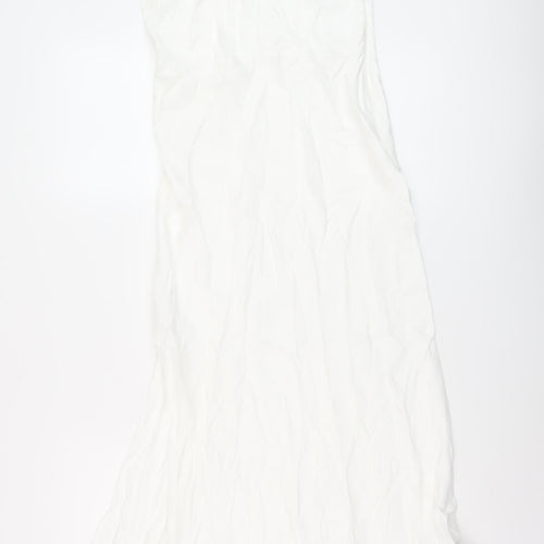 Zara Womens White Viscose A-Line Size M Off the Shoulder Zip