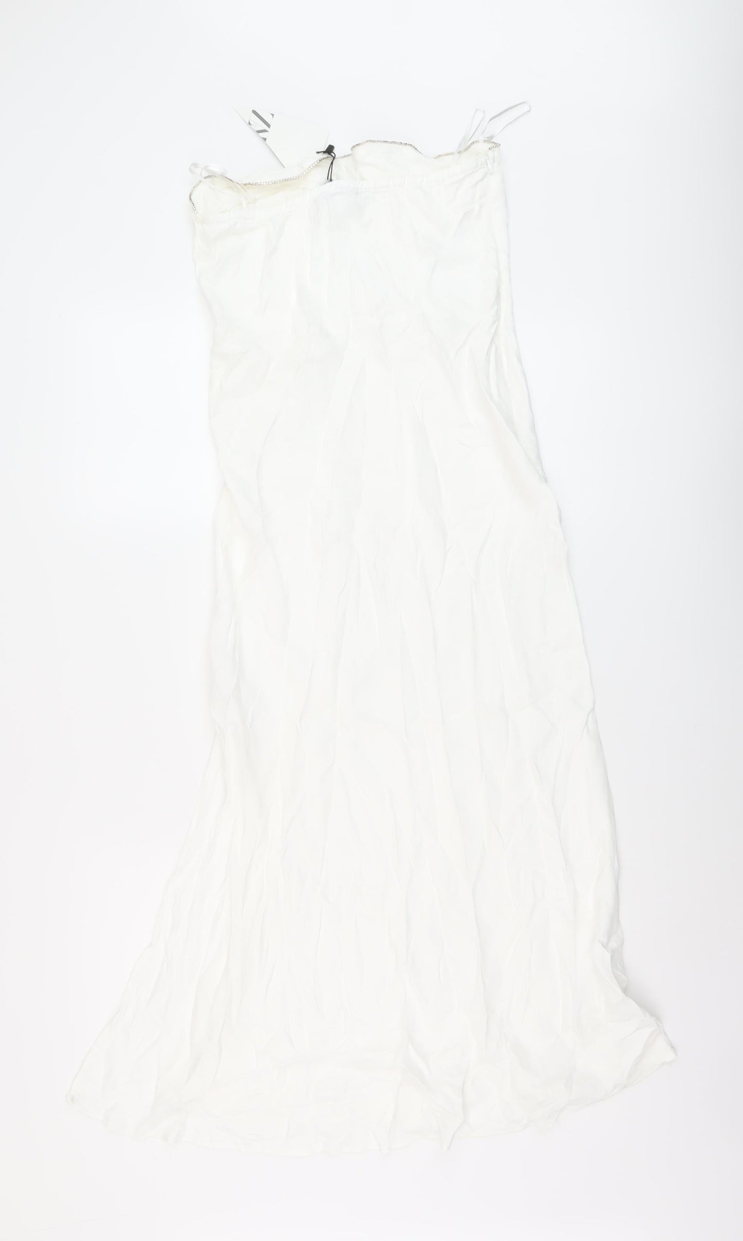 Zara Womens White Viscose A-Line Size M Off the Shoulder Zip