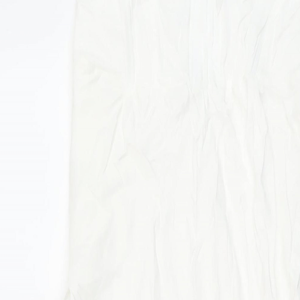 Zara Womens White Viscose A-Line Size M Off the Shoulder Zip