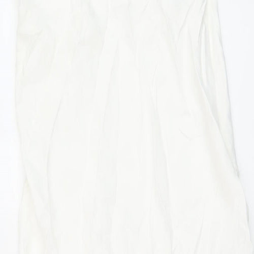 Zara Womens White Viscose A-Line Size M Off the Shoulder Zip