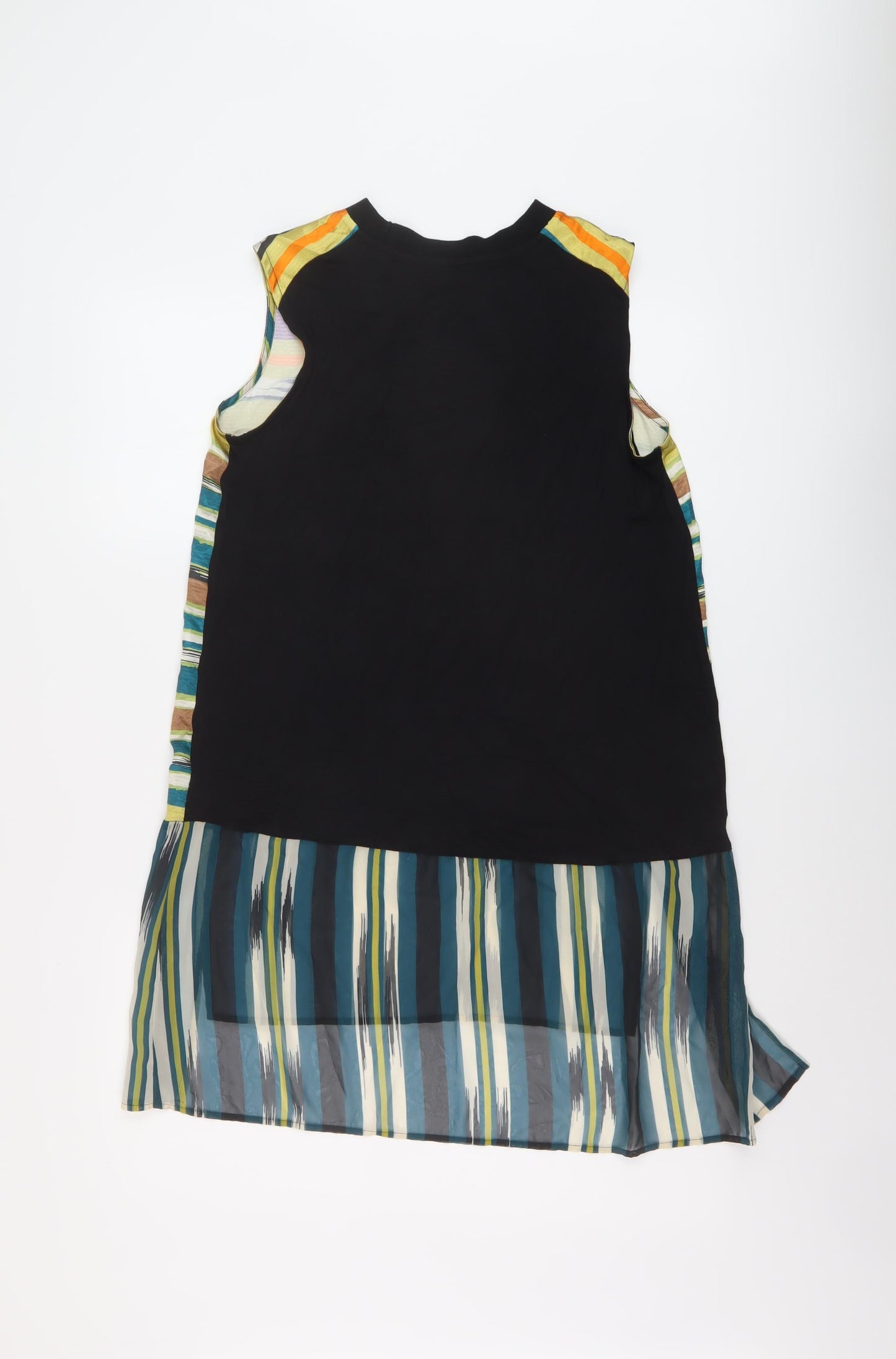 Per Una Womens Multicoloured Striped Viscose Tunic Tank Size 10 Crew Neck