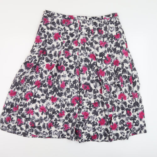 Hobbs Womens Multicoloured Geometric Silk A-Line Skirt Size 14 Zip