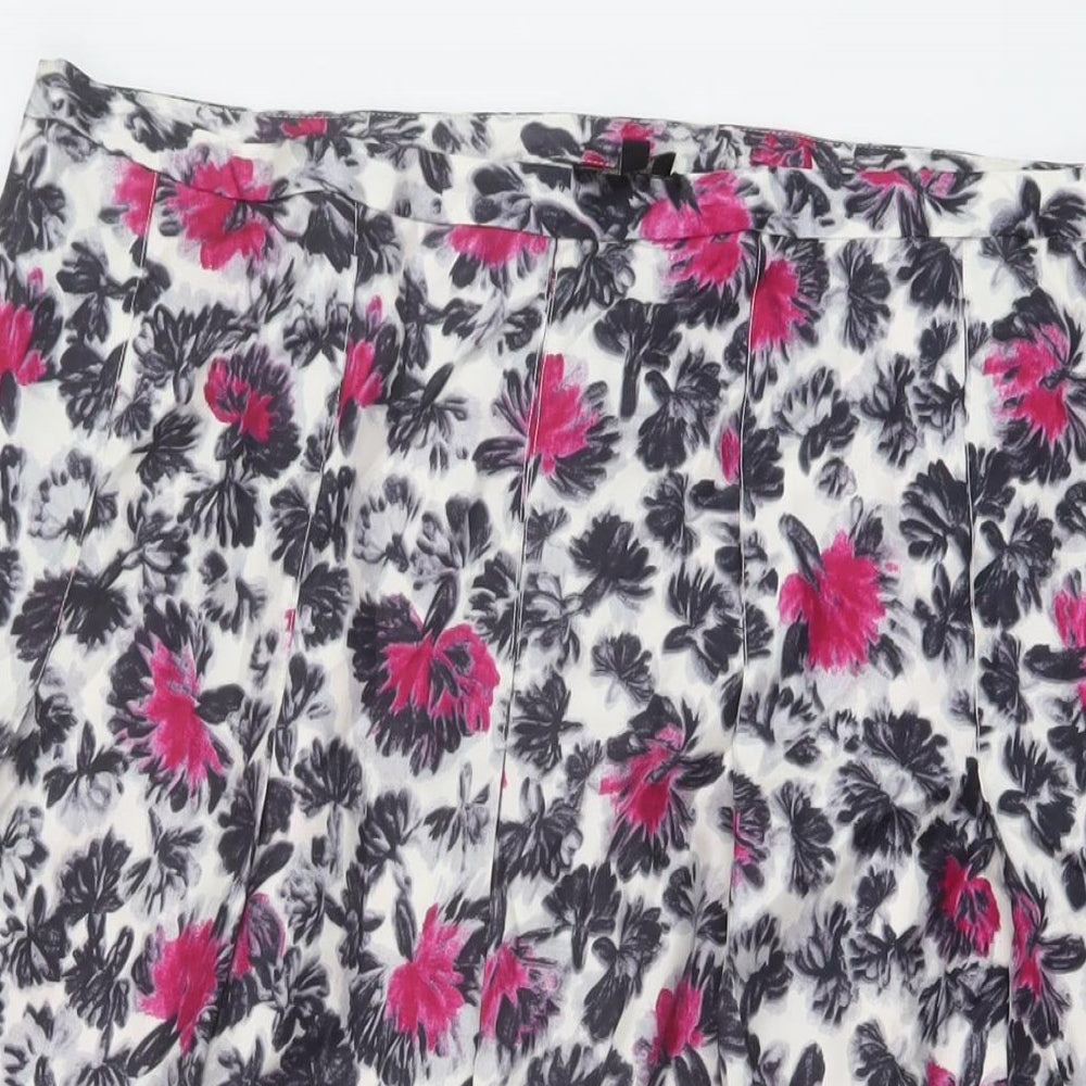 Hobbs Womens Multicoloured Geometric Silk A-Line Skirt Size 14 Zip