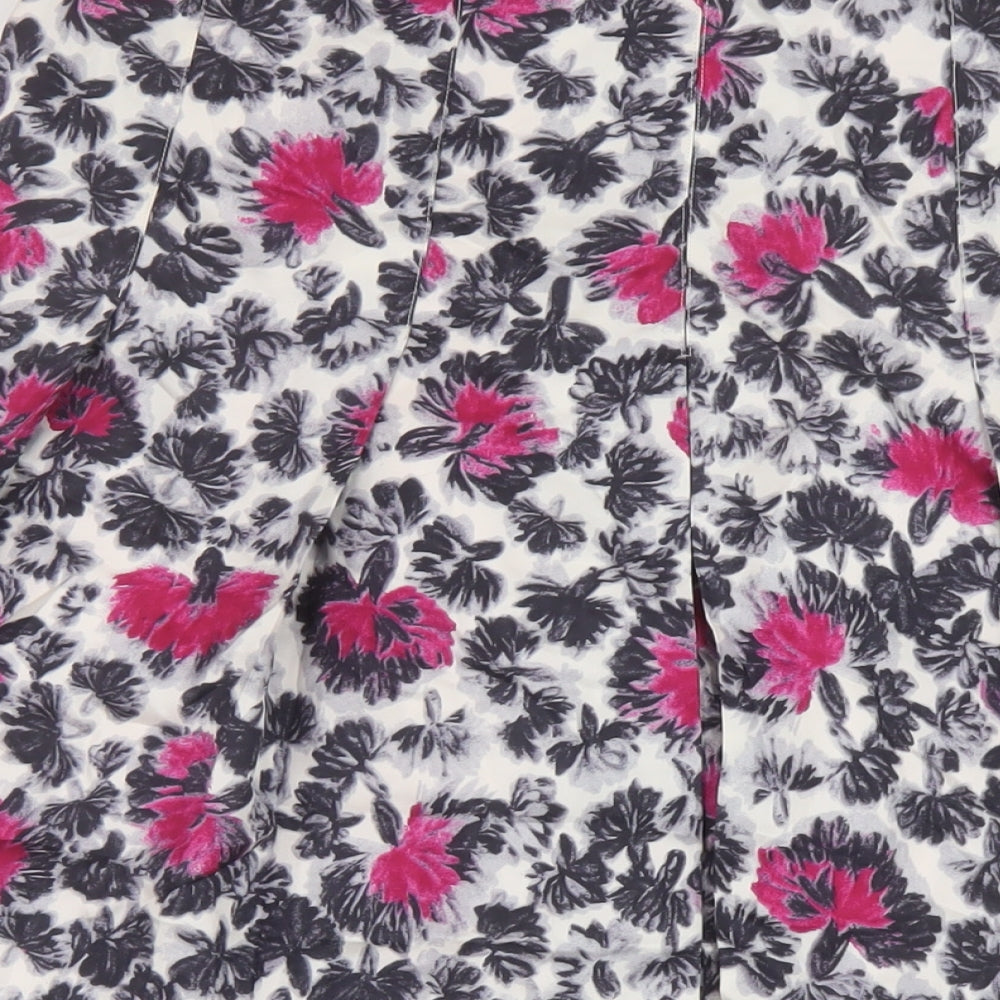 Hobbs Womens Multicoloured Geometric Silk A-Line Skirt Size 14 Zip