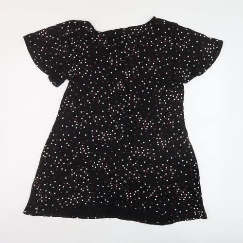 Yours Womens Black Polka Dot Viscose Basic T-Shirt Size 16 V-Neck