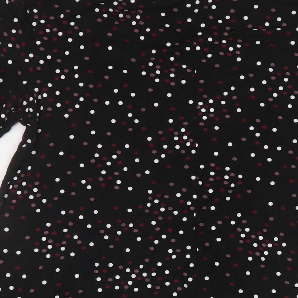 Yours Womens Black Polka Dot Viscose Basic T-Shirt Size 16 V-Neck