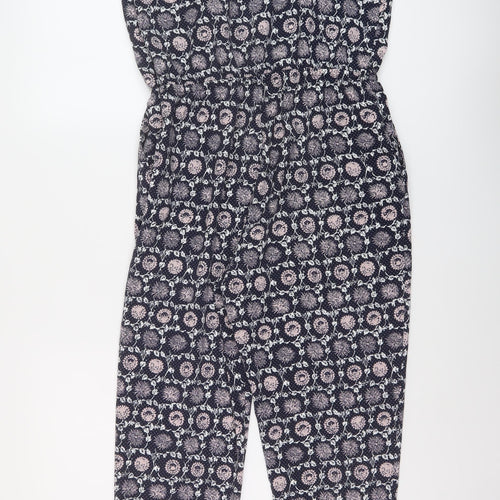 NEXT Womens Blue Geometric Polyester Jumpsuit One-Piece Size 12 Zip