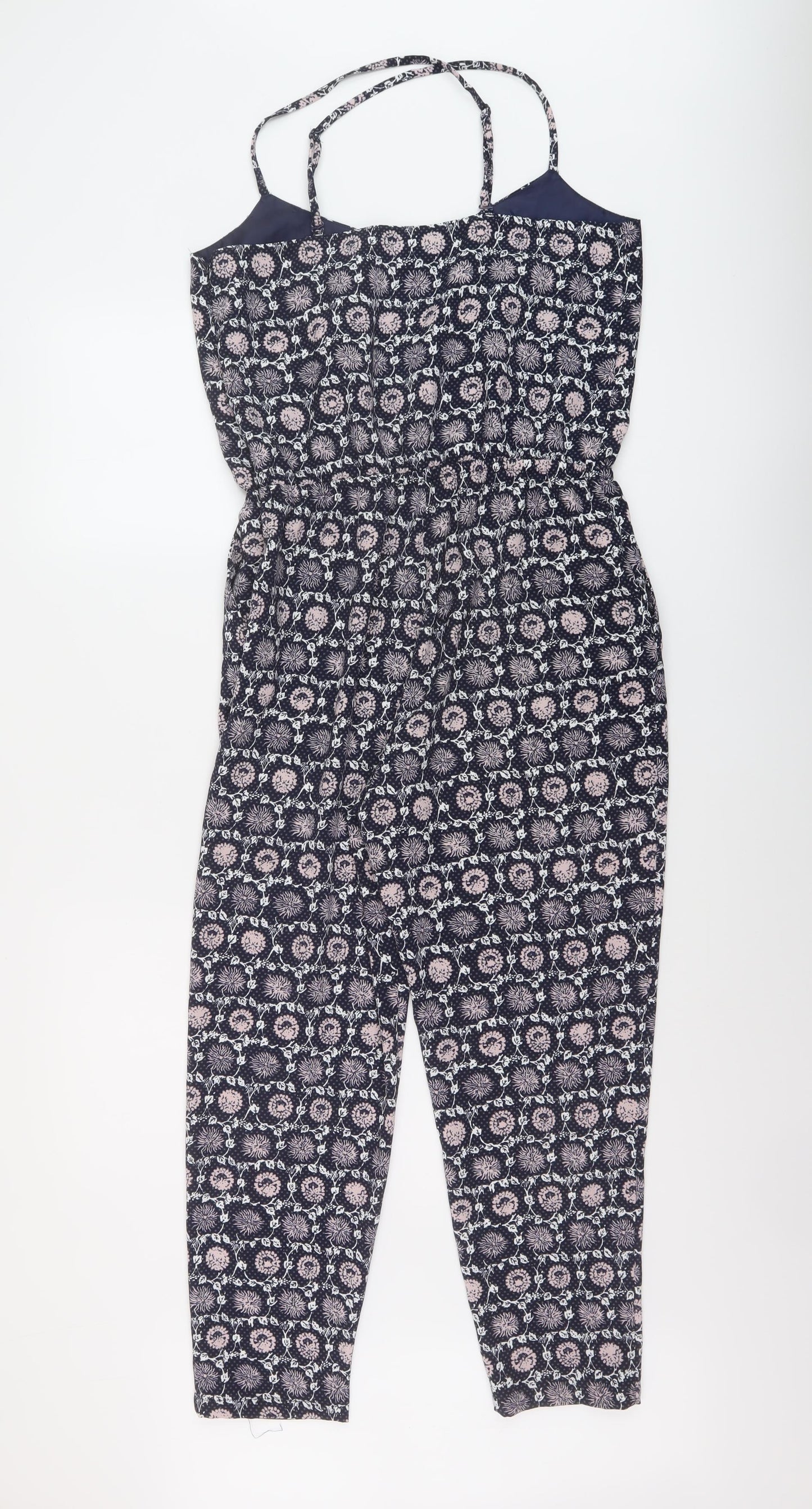 NEXT Womens Blue Geometric Polyester Jumpsuit One-Piece Size 12 Zip