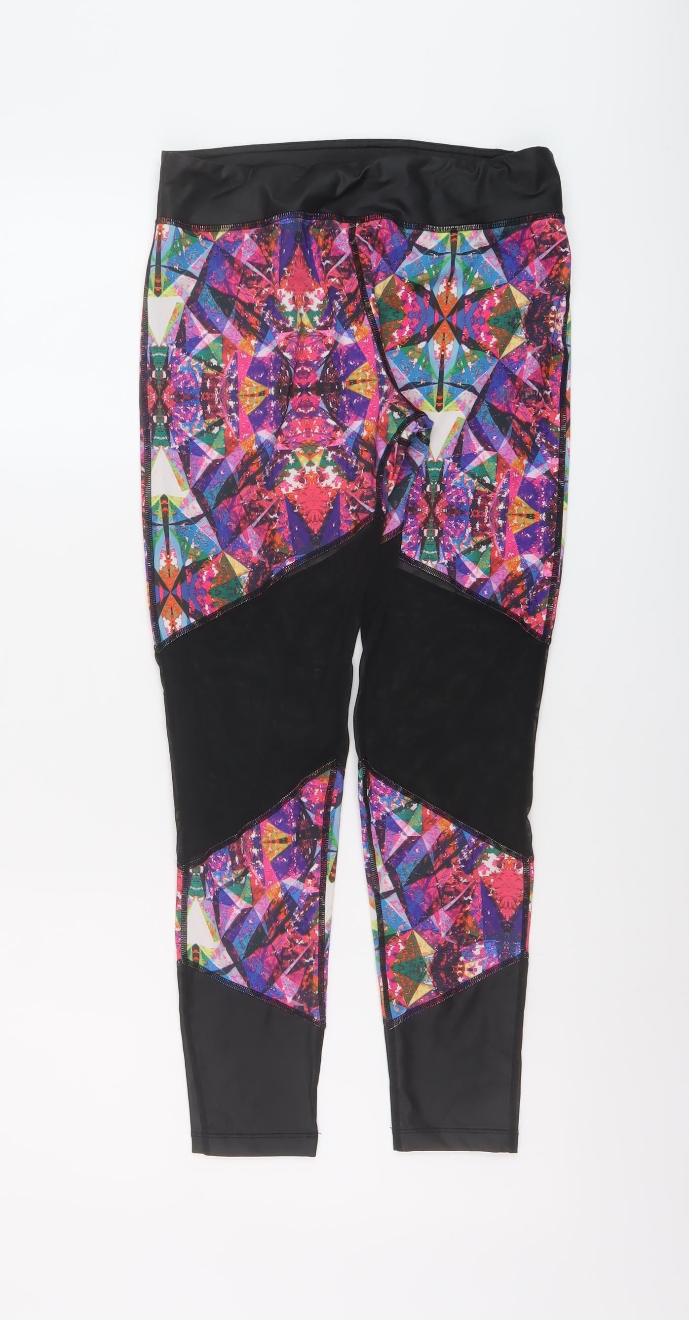 USA Pro Womens Multicoloured Geometric Polyester Capri Leggings Size 10 L24 in Regular Pullover