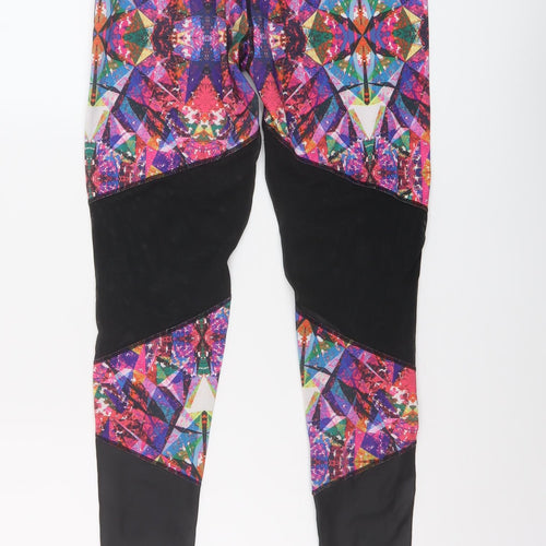 USA Pro Womens Multicoloured Geometric Polyester Capri Leggings Size 10 L24 in Regular Pullover