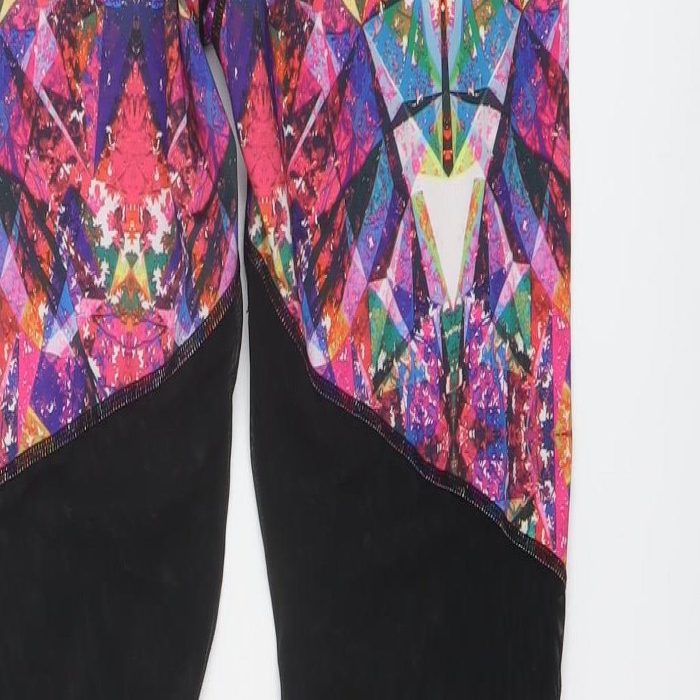 USA Pro Womens Multicoloured Geometric Polyester Capri Leggings Size 10 L24 in Regular Pullover