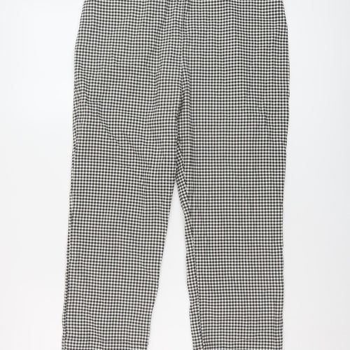 Roman Womens Black Check Polyester Trousers Size 14 L22 in Regular