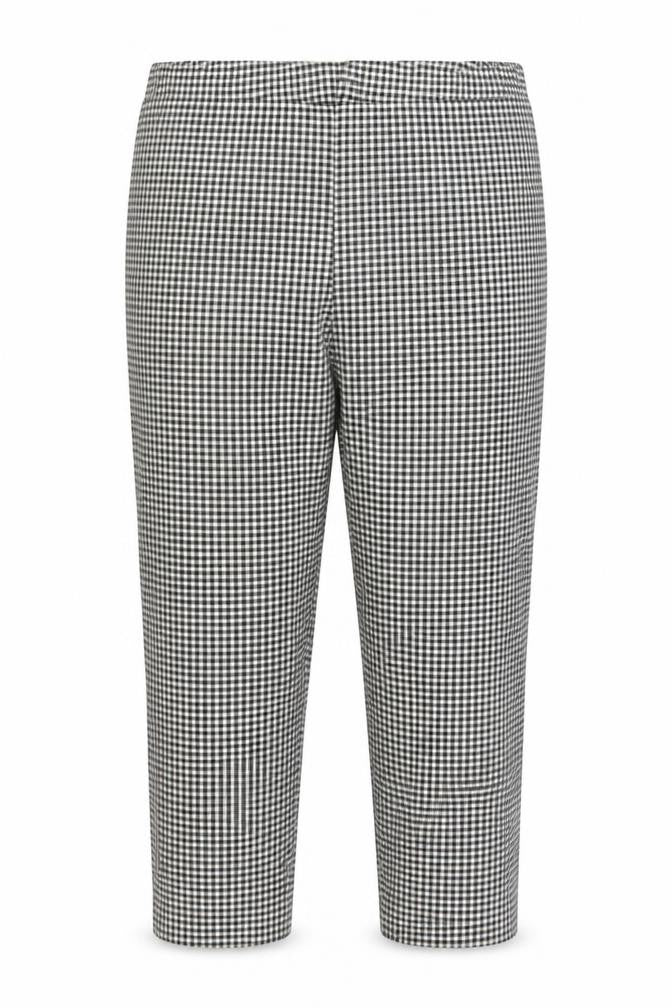Front view of Roman women’s black check polyester trousers, size UK 14, 22-inch leg regular