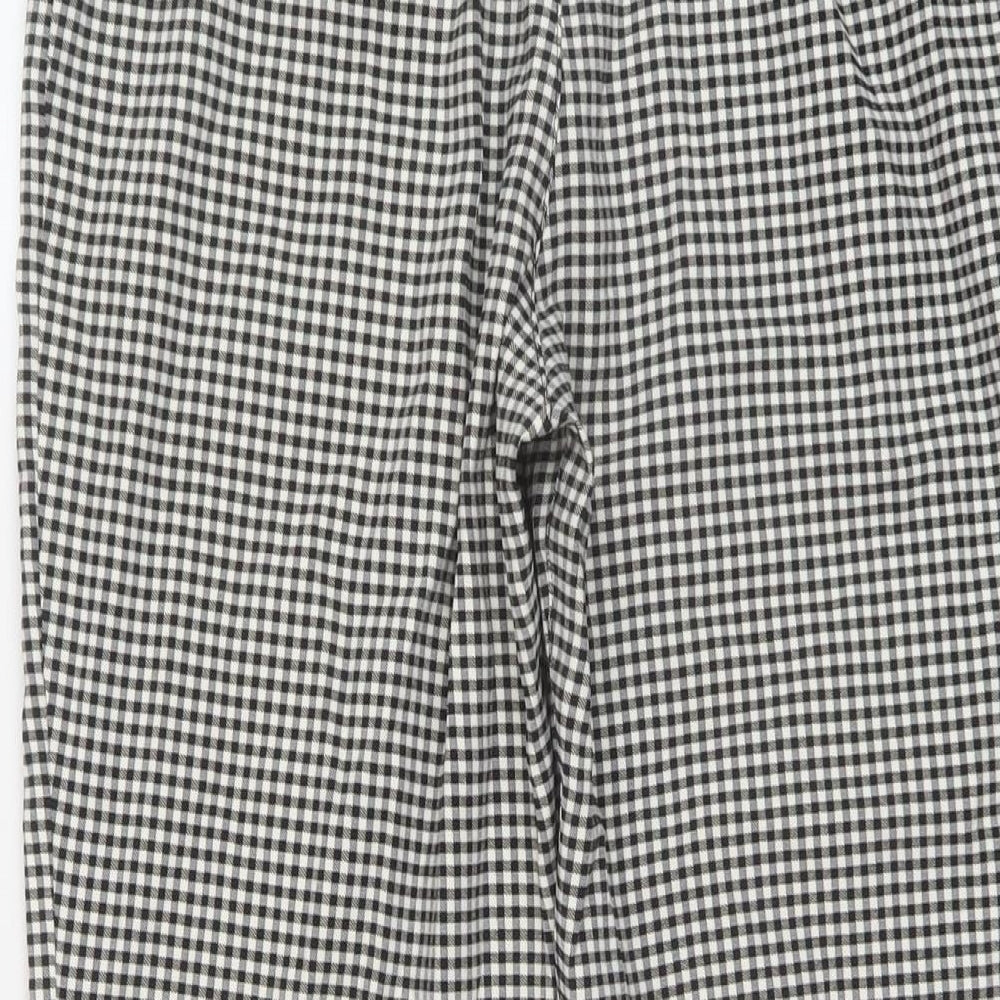 Roman Womens Black Check Polyester Trousers Size 14 L22 in Regular