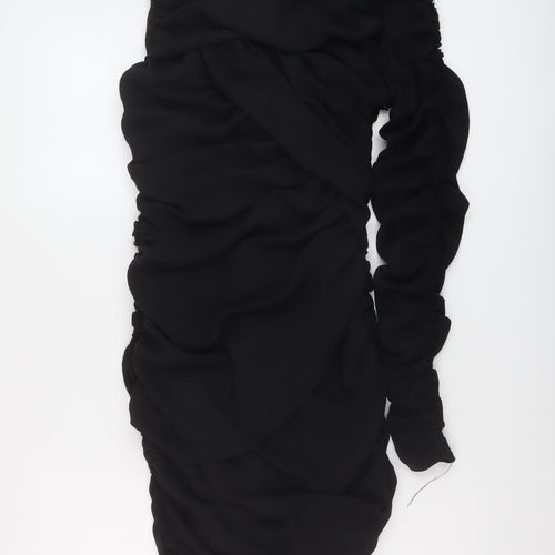 Zara Womens Black Polyester Mini Size M Square Neck Zip