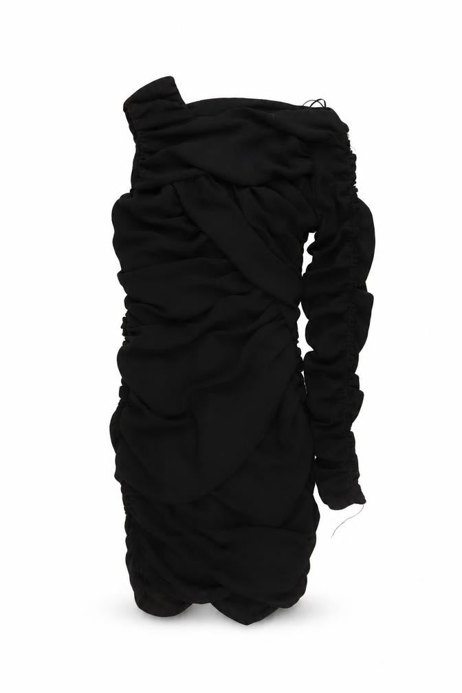Front view of Zara women’s black polyester mini, size M, square neck zip