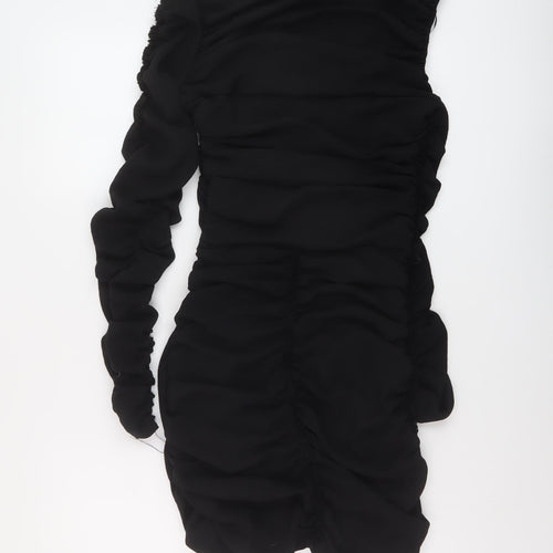 Zara Womens Black Polyester Mini Size M Square Neck Zip