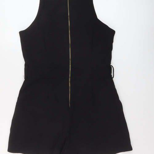 River Island Womens Black Polyester Playsuit One-Piece Size 14 Zip