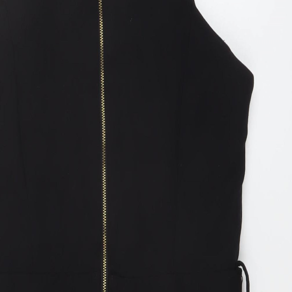 River Island Womens Black Polyester Playsuit One-Piece Size 14 Zip
