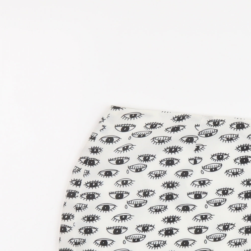 Neon Rose Womens White Geometric Polyester Mini Skirt Size 10 Zip