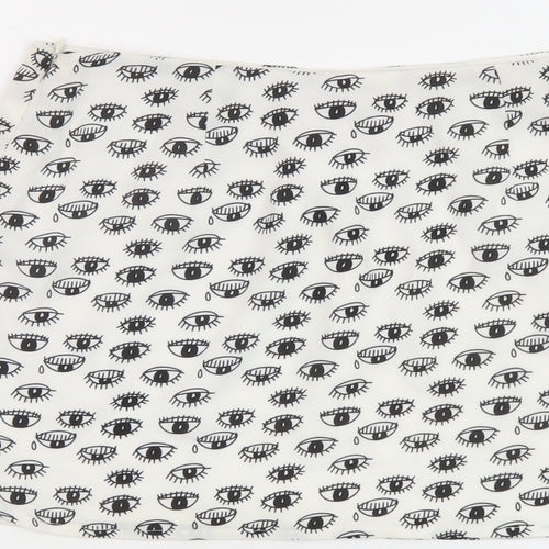 Neon Rose Womens White Geometric Polyester Mini Skirt Size 10 Zip
