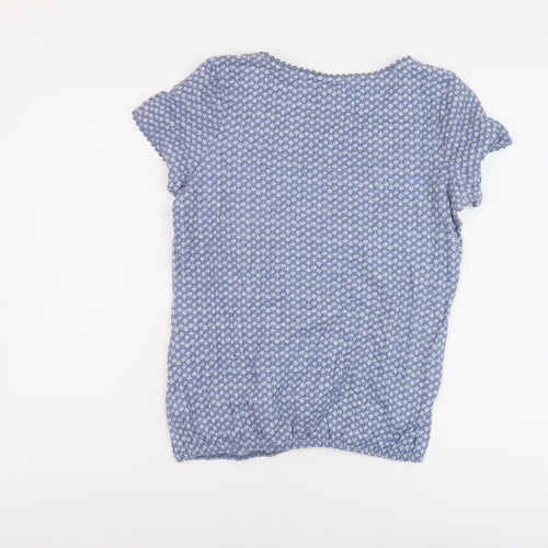 NEXT Womens Blue Geometric Cotton Basic T-Shirt Size 10 Round Neck