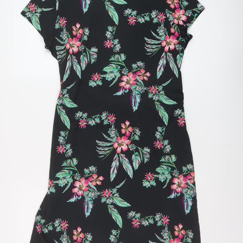 Kiabi Womens Black Floral Polyester A-Line Size 14 Round Neck Pullover
