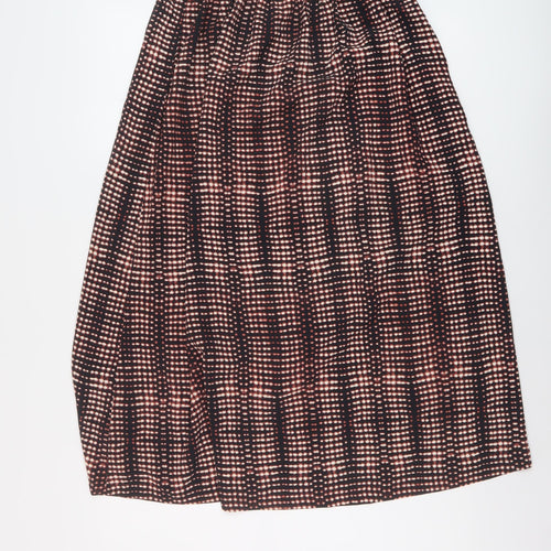 Per Una Womens Black Geometric Polyester A-Line Skirt Size 8 Drawstring