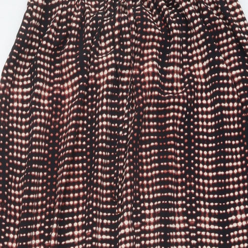 Per Una Womens Black Geometric Polyester A-Line Skirt Size 8 Drawstring