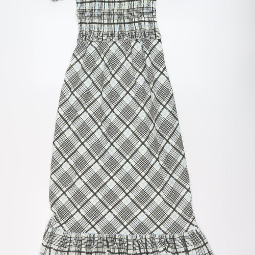 Topshop Womens Multicoloured Plaid Cotton A-Line Size 6 Square Neck Pullover