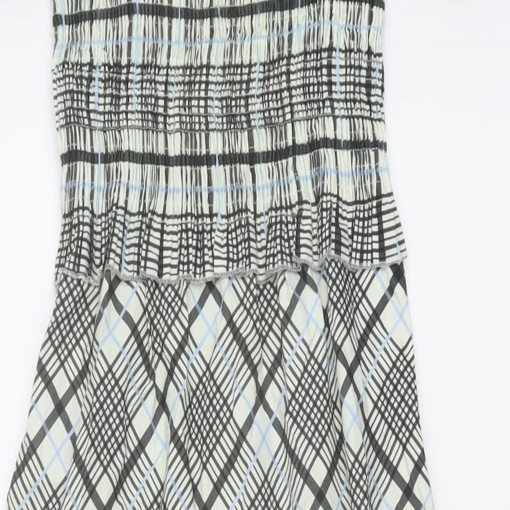 Topshop Womens Multicoloured Plaid Cotton A-Line Size 6 Square Neck Pullover