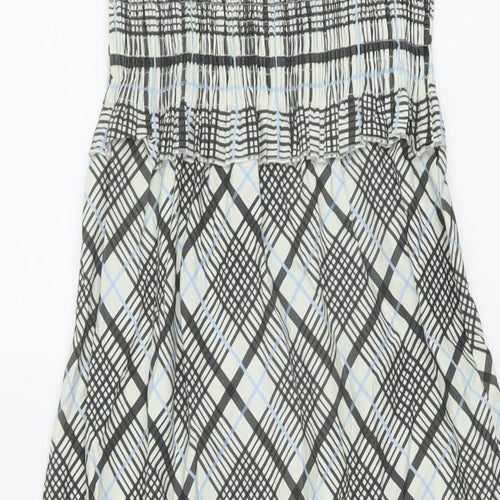 Topshop Womens Multicoloured Plaid Cotton A-Line Size 6 Square Neck Pullover