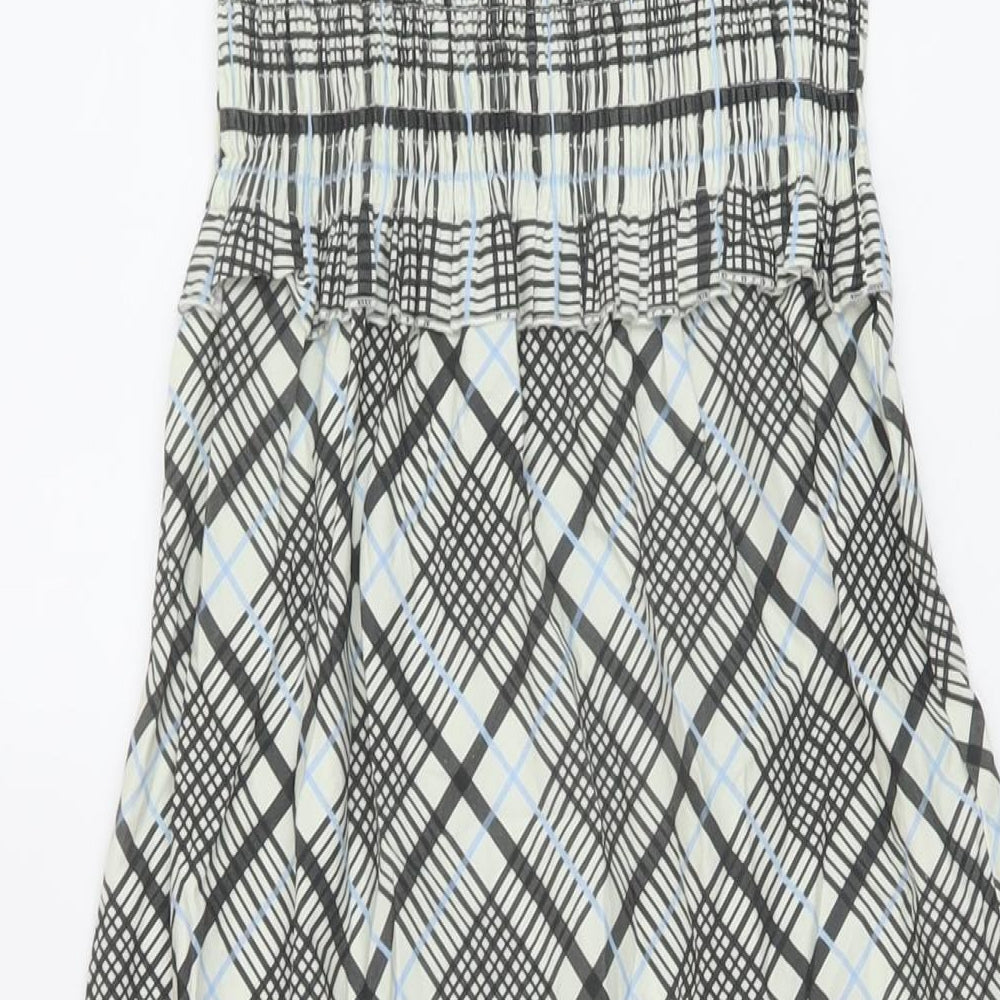 Topshop Womens Multicoloured Plaid Cotton A-Line Size 6 Square Neck Pullover