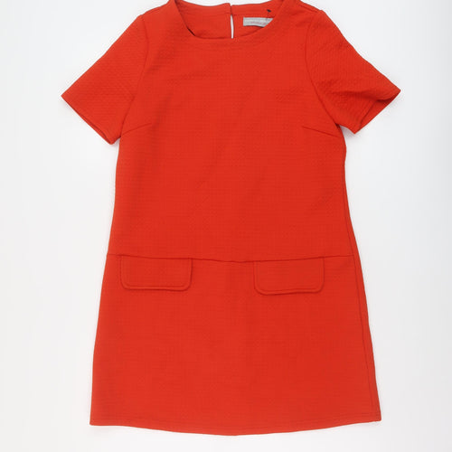 Dorothy Perkins Womens Red Polyester A-Line Size 12 Round Neck Button