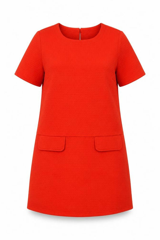 Front view of Dorothy Perkins women’s red polyester a-line, size UK 12, round neck button