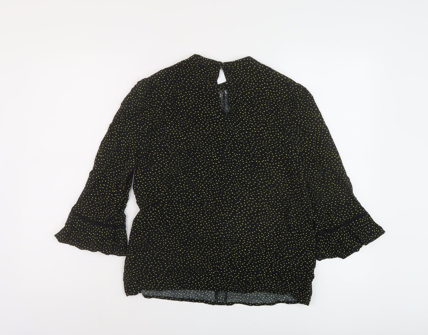 Oasis Womens Black Polka Dot Viscose Basic Blouse Size 10 Mock Neck