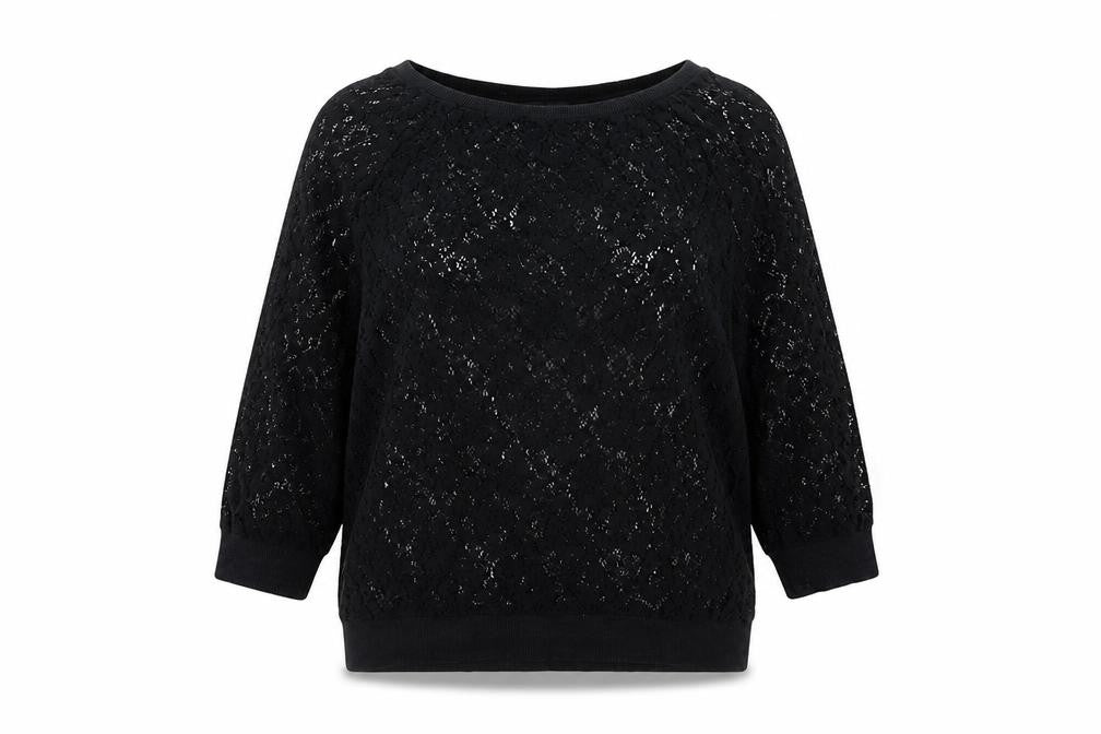 Front view of Next women’s black polyester basic blouse, size UK 12, round neck