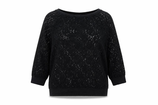 Front view of Next women’s black polyester basic blouse, size UK 12, round neck