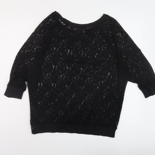NEXT Womens Black Polyester Basic Blouse Size 12 Round Neck