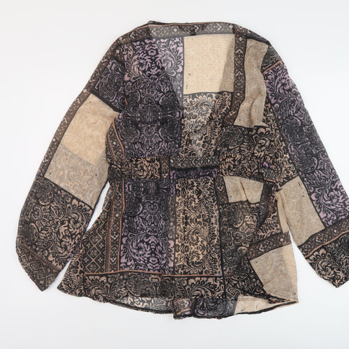 Capsule Womens Multicoloured Geometric Polyester Wrap Blouse Size 14 V-Neck