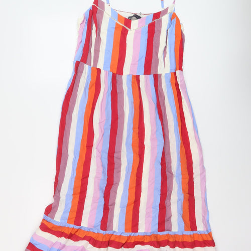 Marks and Spencer Womens Multicoloured Striped Viscose A-Line Size 14 Sweetheart Pullover