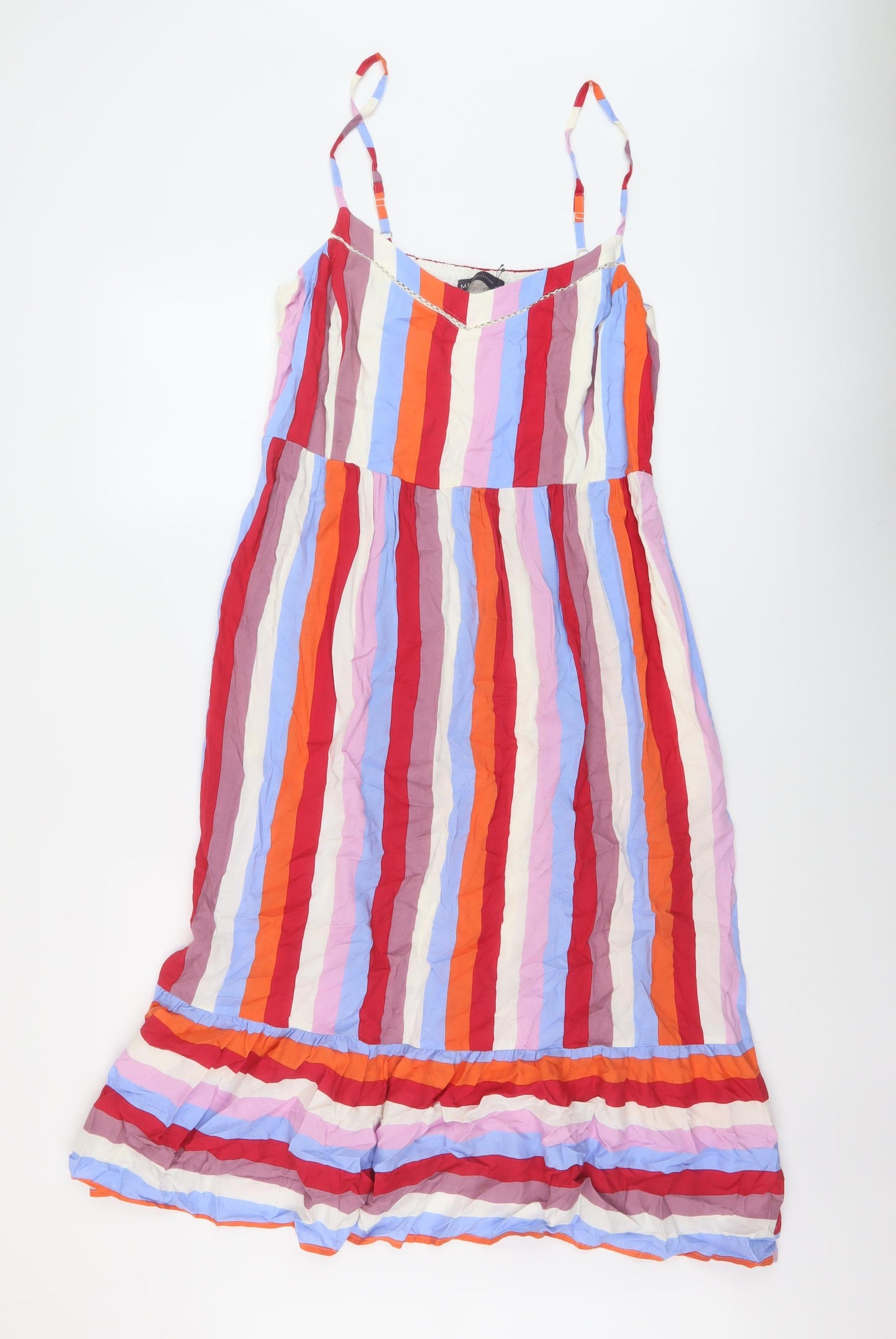 Marks and Spencer Womens Multicoloured Striped Viscose A-Line Size 14 Sweetheart Pullover