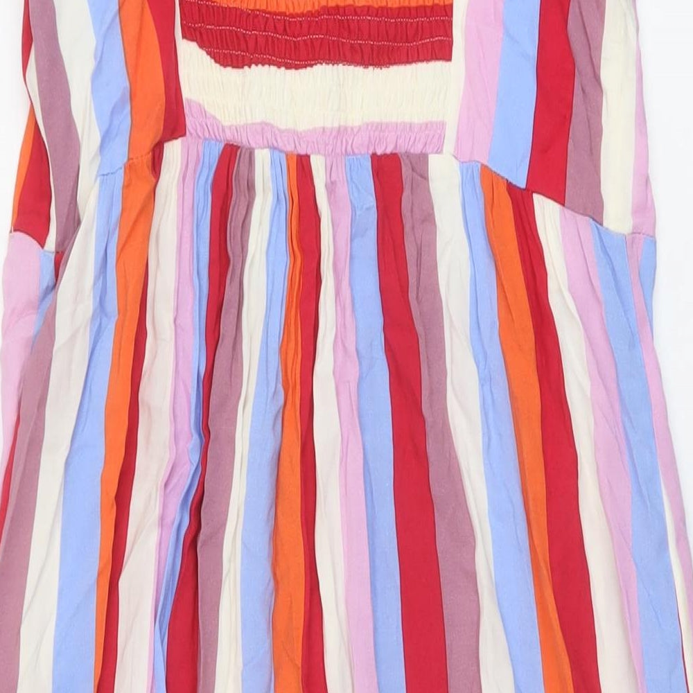 Marks and Spencer Womens Multicoloured Striped Viscose A-Line Size 14 Sweetheart Pullover