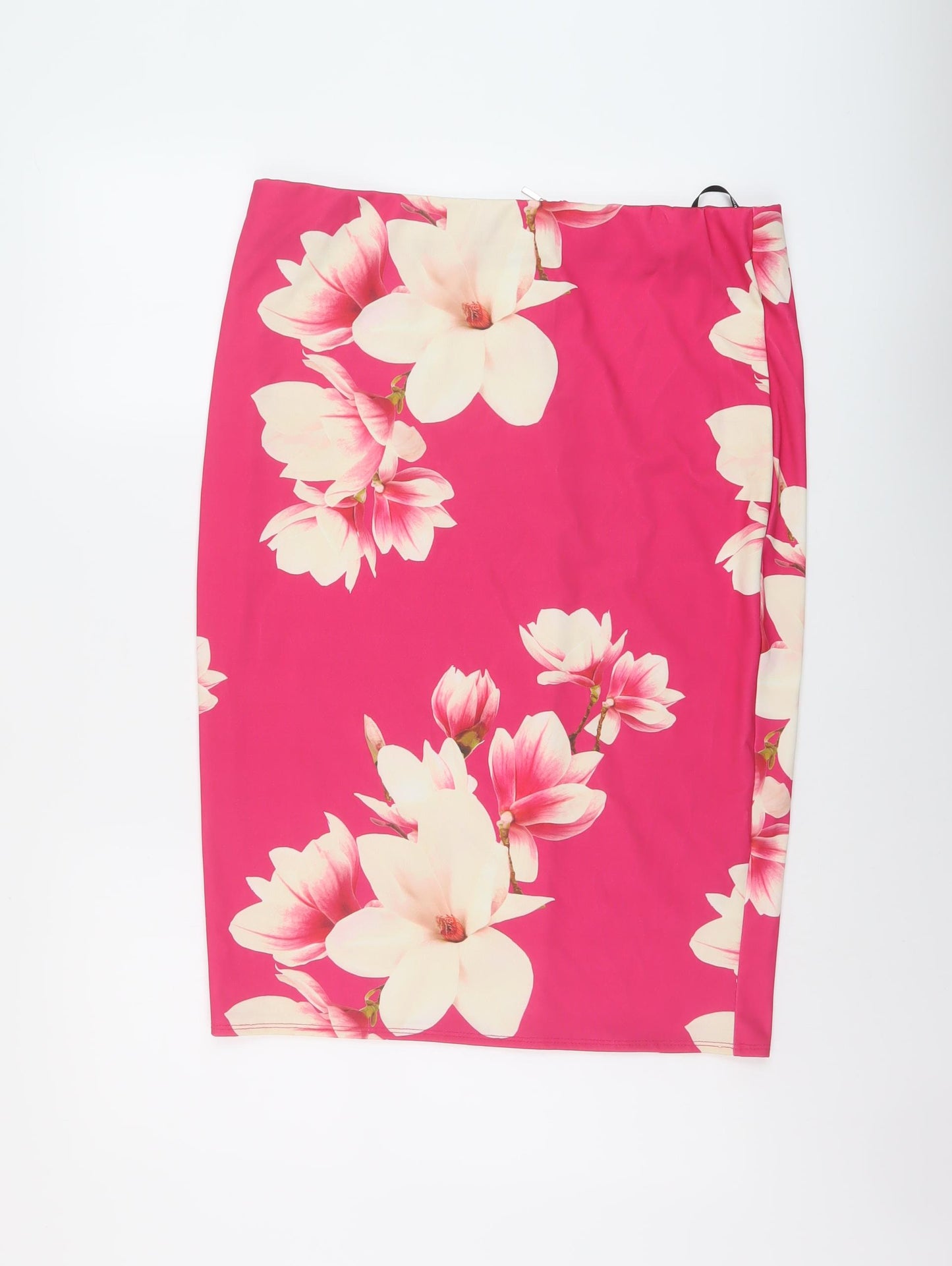 Dorothy Perkins Womens Pink Floral Polyester Straight & Pencil Skirt Size 16 Zip