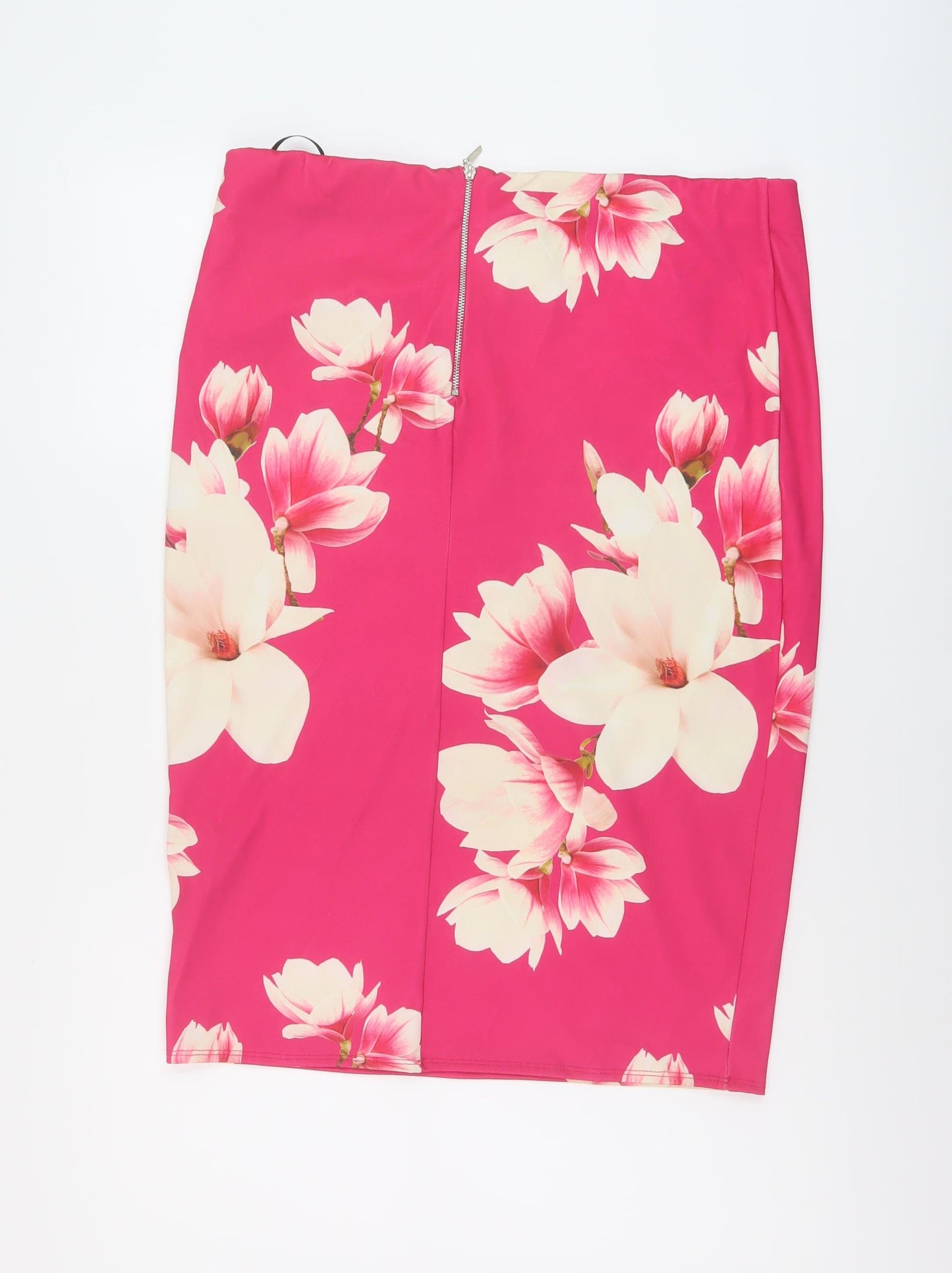 Dorothy Perkins Womens Pink Floral Polyester Straight & Pencil Skirt Size 16 Zip