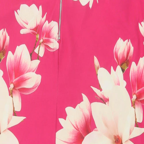 Dorothy Perkins Womens Pink Floral Polyester Straight & Pencil Skirt Size 16 Zip